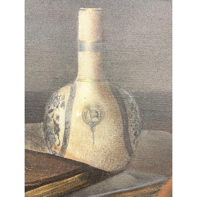 1970s Vintage Still Life Painting With Bottle, Book, Pipe - Signed by Cannon For Sale - Image 5 of 10