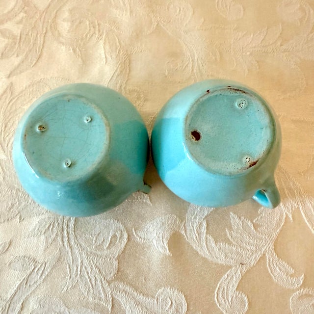 Mid 20th Century 1960s Redware Robin’s-Egg Blue Sugar & Creamer Set, J B Cole Pottery For Sale - Image 5 of 8