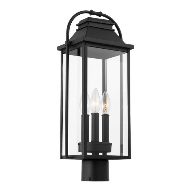Sean Lavin by Visual Comfort Studio Wellsworth 3-Light Outdoor Post Lantern in Textured Black For Sale