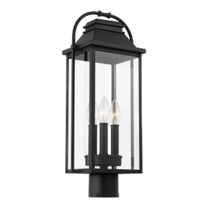 Sean Lavin by Visual Comfort Studio Wellsworth 3-Light Outdoor Post Lantern in Textured Black