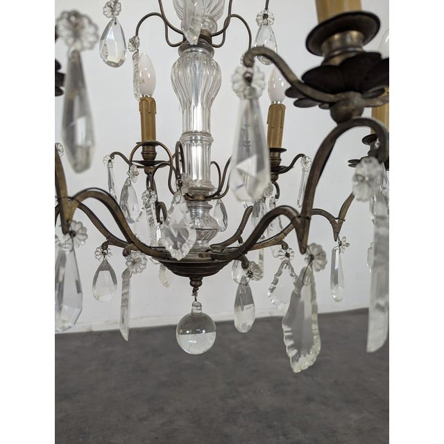 Glass Vintage Crystal 6-Light Chandelier For Sale - Image 7 of 8