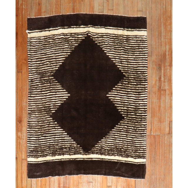 Chocolate Vintage Turkish Mohair Rug - 4'8" x 6' For Sale - Image 8 of 18
