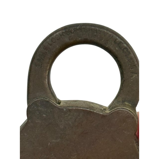Early 20th Century Vintage Eagle Lock Company Brass Padlock Terryville Ct Usa Six Levers No Key For Sale - Image 5 of 12
