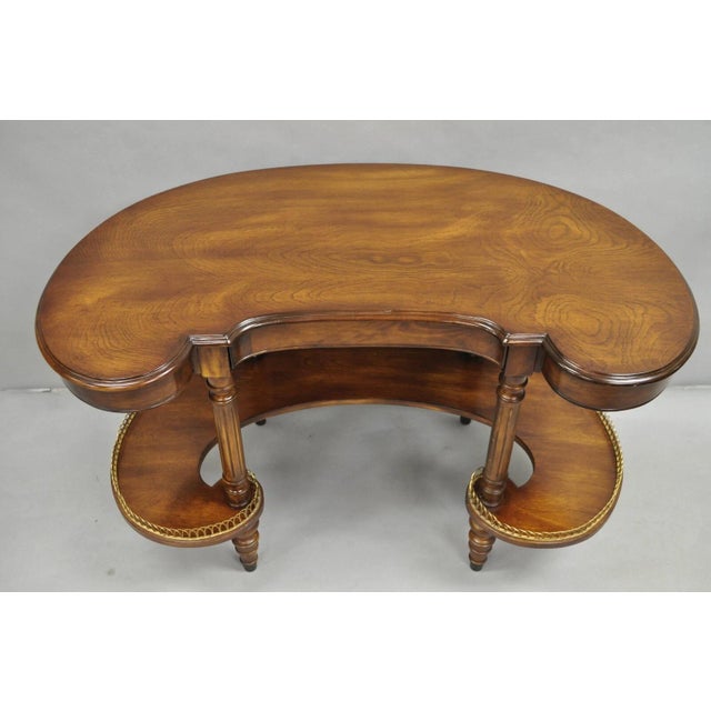 Traditional Vintage French Regency Cherry Wood "Kidney Bean" Desk Console Table W/ Drawer For Sale - Image 3 of 11