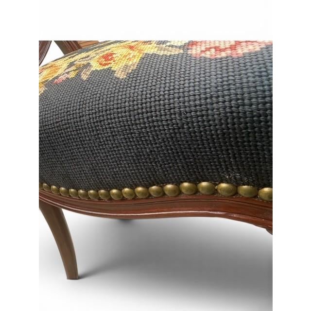 Vintage Federal Style Shield Back Side Chair W/ Floral Needlepoint Seat For Sale In Miami - Image 6 of 9