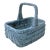 Mid-Century Boho Chic Coastal French Blue Wicker Tabletop Basket For Sale