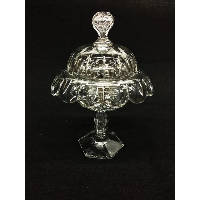 An English 19th century crystal lidded coupe The coupe on a hollow hand blown stem The measurements are: 30 cm high and 22...