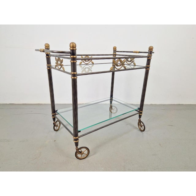 Regency Brass and Glass Serving Trolley, Italy, 1970s For Sale - Image 10 of 10