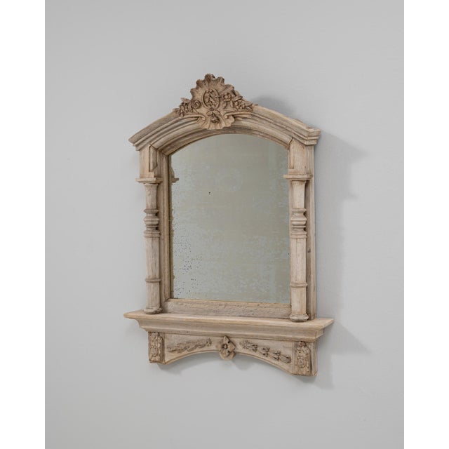 1900s French Louis XVI Carved Oak Mirror With Shelf For Sale - Image 18 of 18