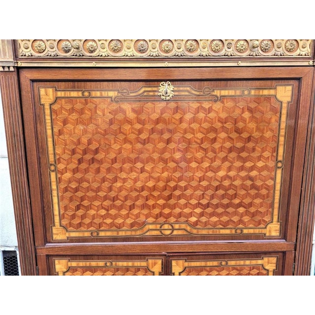 Grand Secretary with Flap in Marquetry, Late 19th Century For Sale - Image 3 of 18