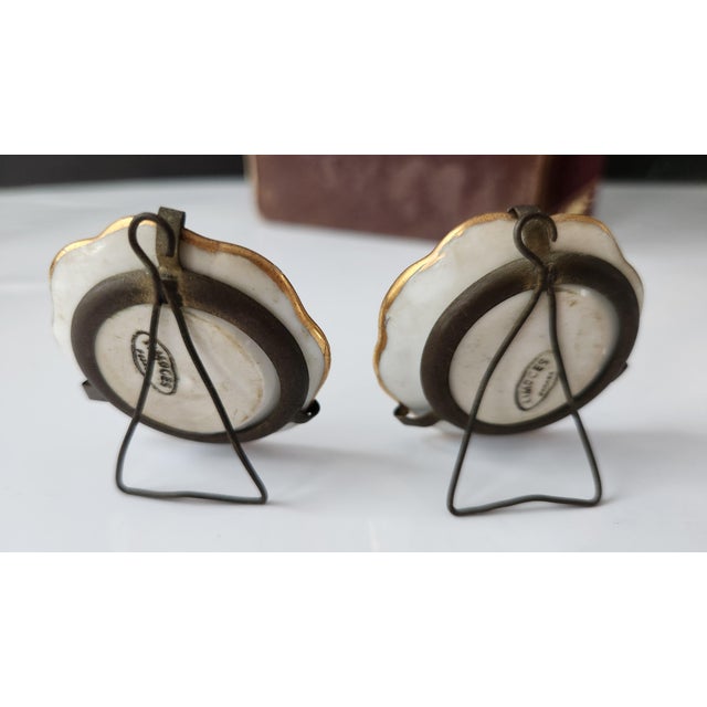 Antique Victorian Miniature Porcelain Plates & Matching Tray – Romantic Pastoral Scenes, Gilt Rococo Decor, C. 1900 (Set of 3) For Sale In New York - Image 6 of 17