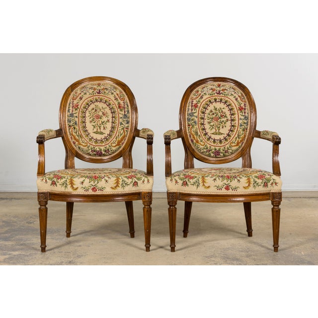 Set of Six 19th Century French Walnut Side Chairs, Louis XVI Style For Sale - Image 10 of 18