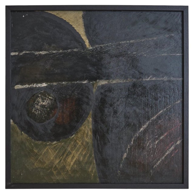 Maurice Perrenoud, L'homme de'calque l'homme, Oil on Board Painting, 1960s For Sale