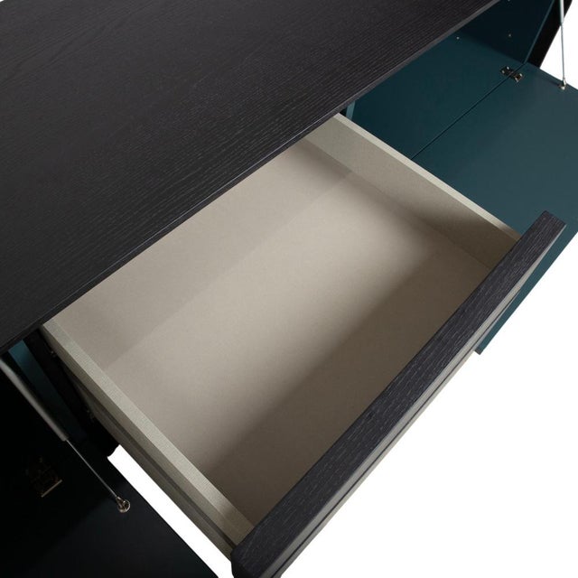 Wood Lampo Wooden Sideboard in Black Brown Petrol Green by San Giacomo For Sale - Image 7 of 14