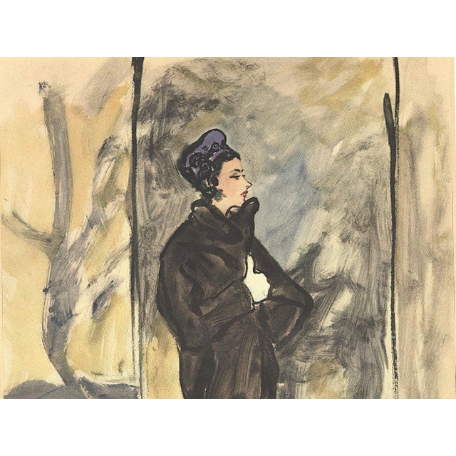 Mid-Century Modern 1947 French Mid-Century Fashion Print-by Eric For Sale - Image 3 of 4