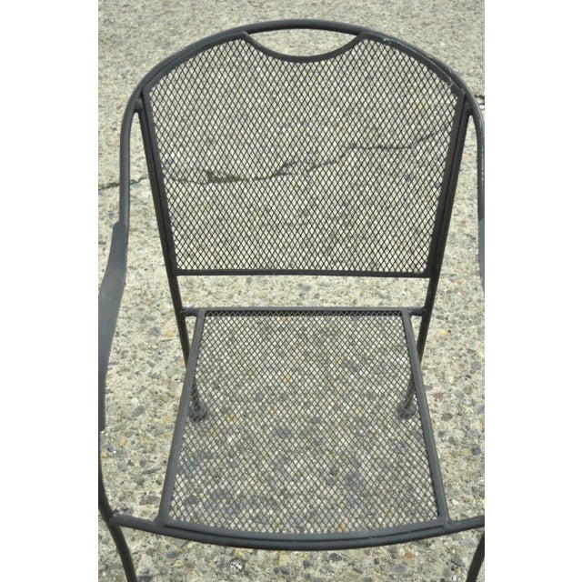 20th Century Modern Wrought Iron Sculptural Black Outdoor Arm Chairs - Set of 4 For Sale - Image 4 of 12