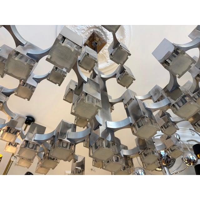 Large Mid-Century Italian Cubic Chandelier by Gaetano Sciolari, 1970 For Sale - Image 13 of 17