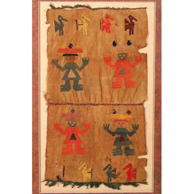 Asian Antique 15th Century & Earlier Large Framed Pre-Columbian Embroidered Textile from Chimu Culture For Sale - Image 3 of 8