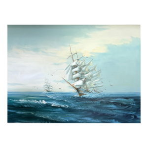 Late 20th Century Listed Artist Hewett Jackson Original Oil Painting | Tall Ship Seascape | Large