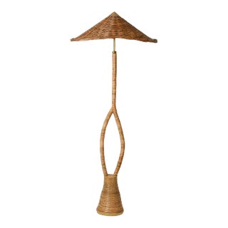 Italian Styled Rattan Floor Lamp For Sale