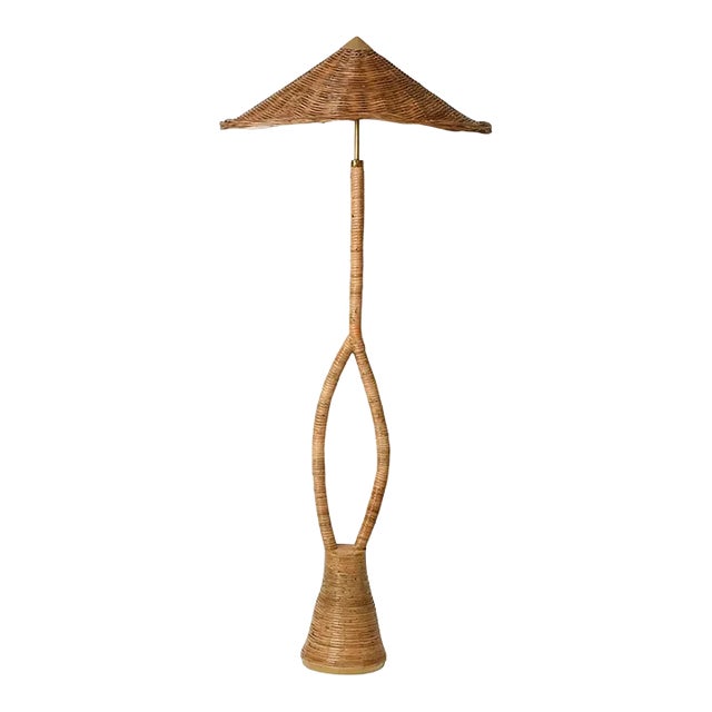 Italian Styled Rattan Floor Lamp For Sale