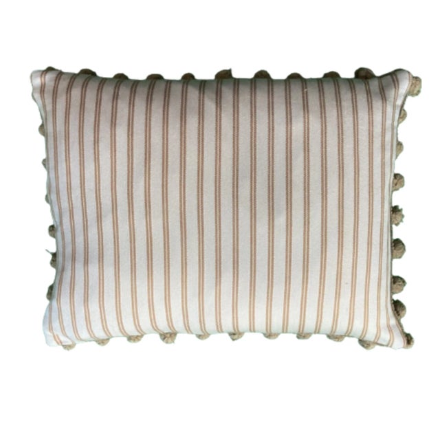 Neutral Paisley Hand Screened Designer Pillow With Down Feather Insert For Sale - Image 4 of 6