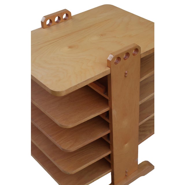 Brown 20th Century MCM Handcrafted Blonde Wood Magazine Tree For Sale - Image 8 of 18