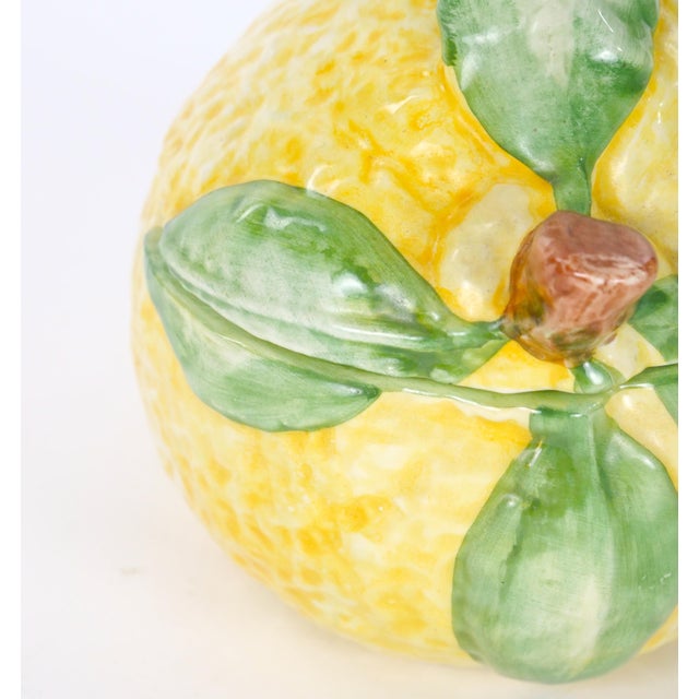 Yellow Italian Majolica Lemon-Form Covered Table Ornament, Late 20th Century For Sale - Image 8 of 9