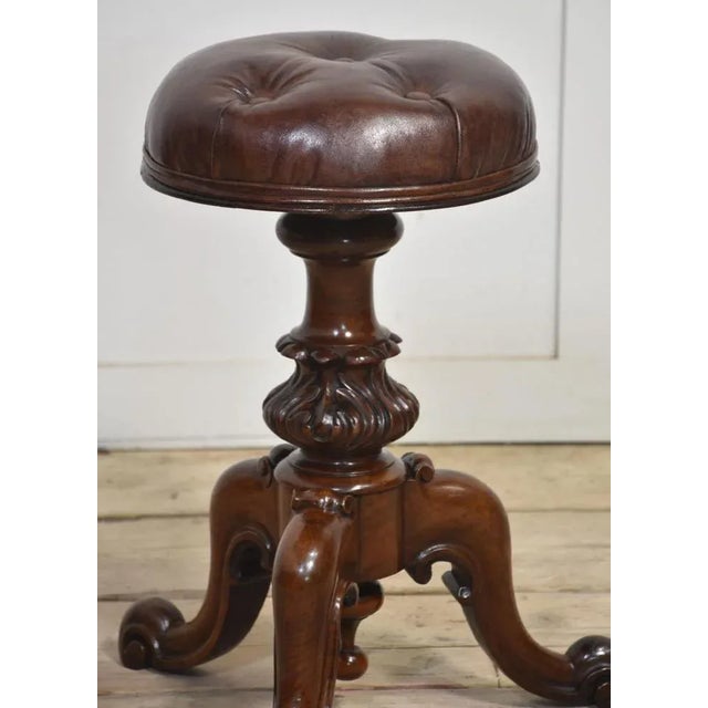 Walnut Adjustable Piano Stool For Sale - Image 5 of 7