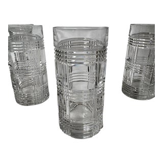 Late 20th Century Ralph Lauren Glen Plaid Highball Crystalware, Unmarked- Set of 8 For Sale