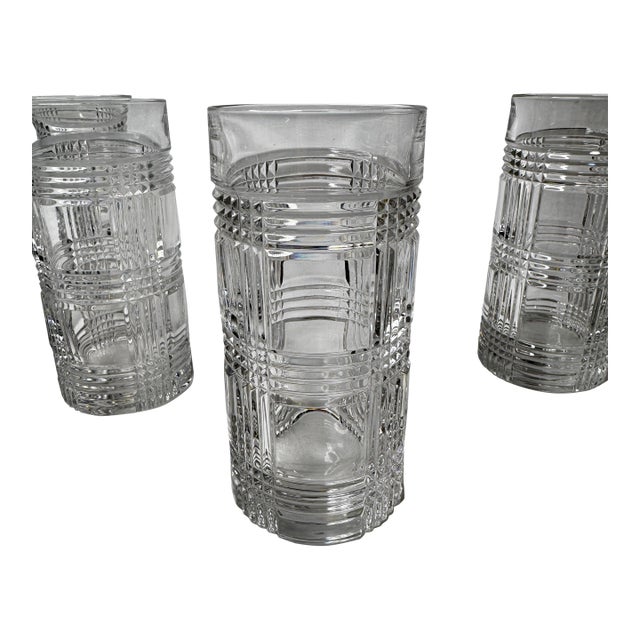 Late 20th Century Ralph Lauren Glen Plaid Highball Crystalware, Unmarked- Set of 8 For Sale