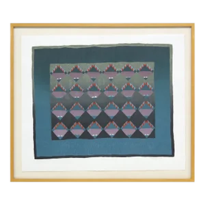 Framed Signe Berman Serigraph of Amish Baskets Quilt Titled "Baskets, Amish, 1875-1900"