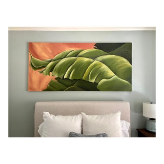 Original Oversized Tropical Palm Oil Painting | 34" X 72" For Sale
