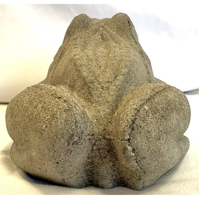 Sculpture Materials Vintage Cast Concrete Frog Garden Statue Symbolizing Rebirth, Fertility and Good Fortune For Sale - Image 7 of 12