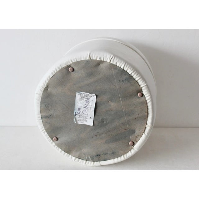 1970s Vintage American Modern White Vinyl Drum Pouf Stool For Sale - Image 9 of 10