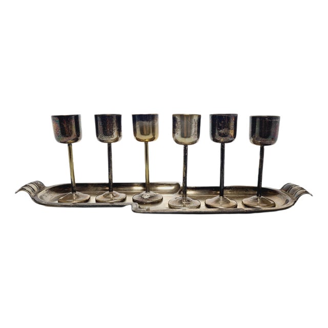 Art Deco Liquor Set from Szandrik, Wegry, 1930s, Set of 7 For Sale