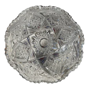 Antique American Brilliant Cut Crystal Hobstar Bowl