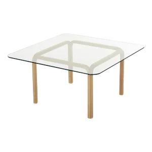 Alvar Aalto Scandinavian Y805 Birch Plywood and Glass Rectangular Coffee Table