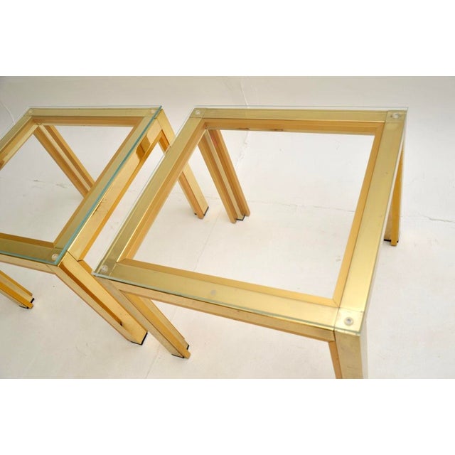 Vintage Italian Brass Side Tables attributed to Zevi, 1970, Set of 2 For Sale - Image 4 of 6