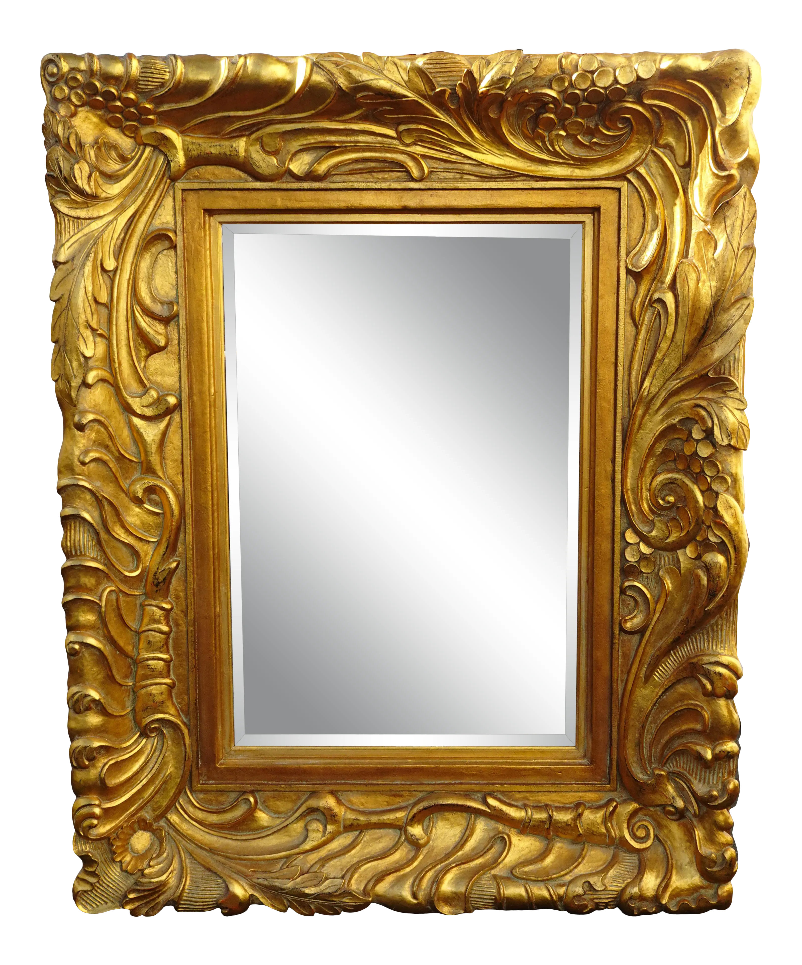 Large 57"Hx45" Vintage Frenchly Carved Gold Wall Mantle Beveled Mirror - image 0