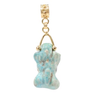 An Egyptian Faience Blue Charm Pendant For Sale