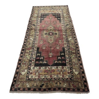 1950s Vintage Turkish Handmade Geometric Anatolian Rug For Sale
