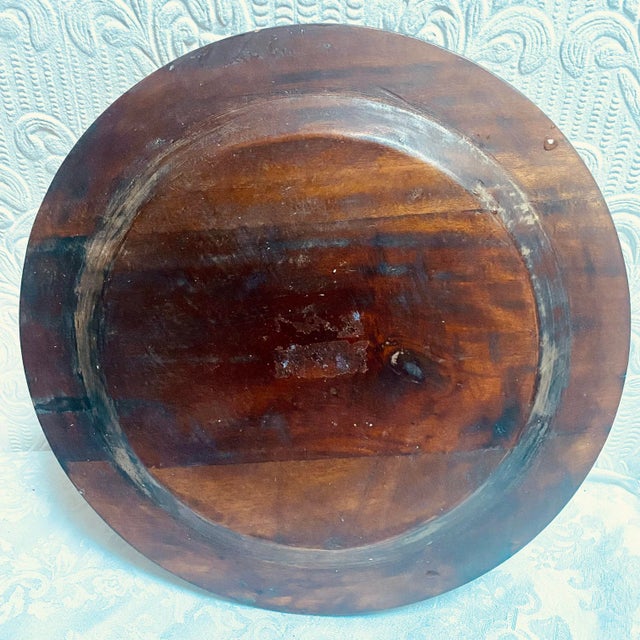 1970s Vintage Hand Painted Polyanthus Floral Botanical Wood Platter For Sale - Image 6 of 7