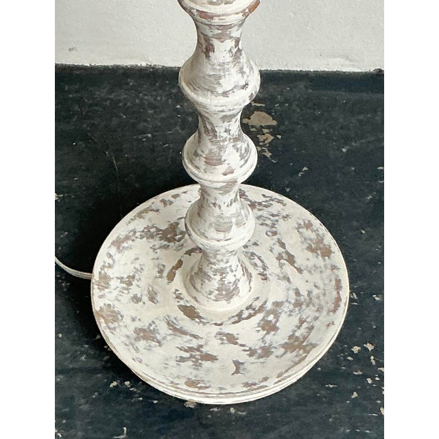 Postmodern Vintage Boho Washed Bobbin Floor Lamp For Sale - Image 3 of 7