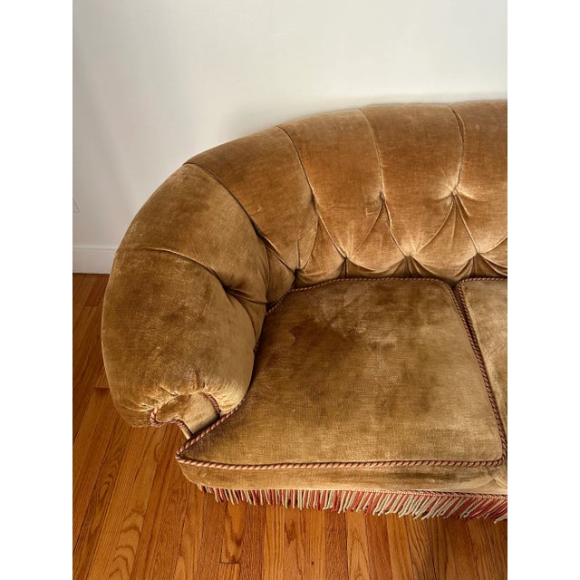 1990s 1990s George Smith Carmel Velvet Sofa With Bullion Fringe For Sale - Image 5 of 6