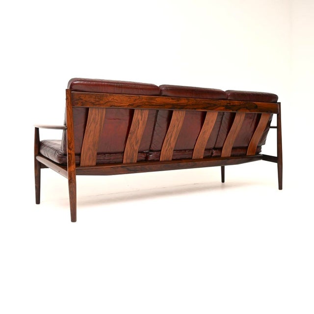 Wood Vintage Danish Leather Sofa by Grete Jalk for France and Son, 1960 For Sale - Image 7 of 11