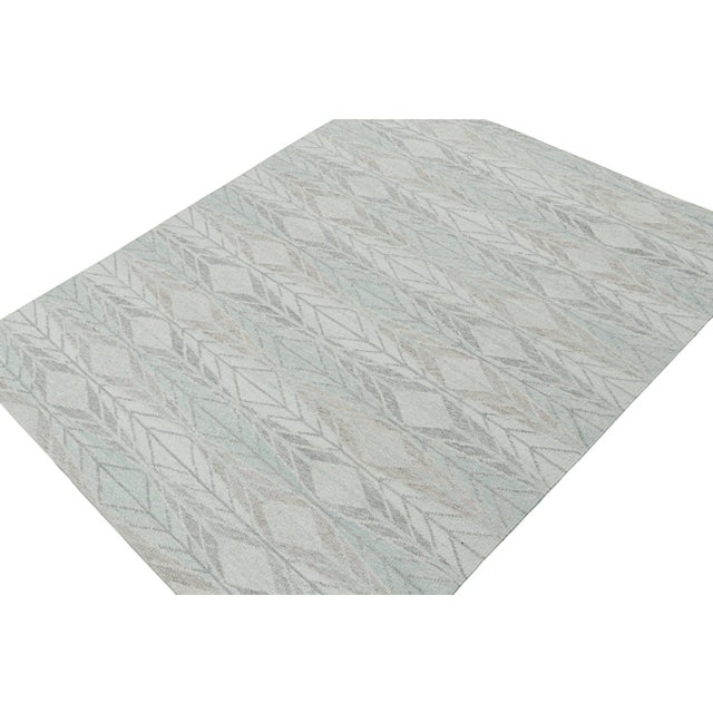 Rug & Kilim Rug & Kilim’s Scandinavian Outdoor Rug in Blue & Gray Geometric Pattern - 10'x14' For Sale - Image 4 of 7