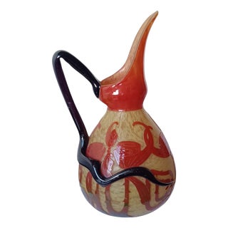 Vintage Large Spirals Model Pitcher by Le Verre Français, 1920s For Sale