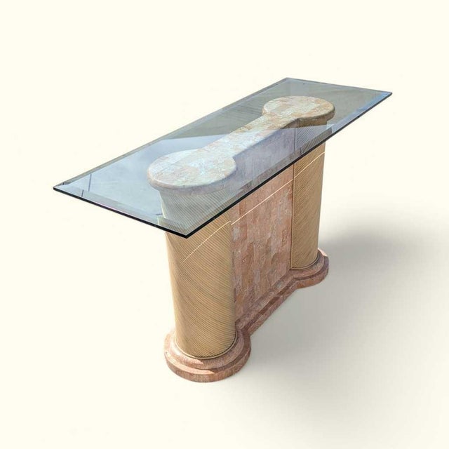 Postmodern Tessellated Stone and Glass Console Table, 1980s, Marble For Sale - Image 14 of 18