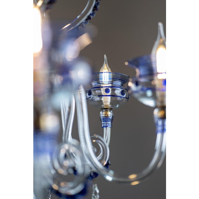 1940s Art Deco Cobalt Blue Murano Glass Chandelier by Gino Cenedese for Cenedese, 1940s For Sale - Image 5 of 18